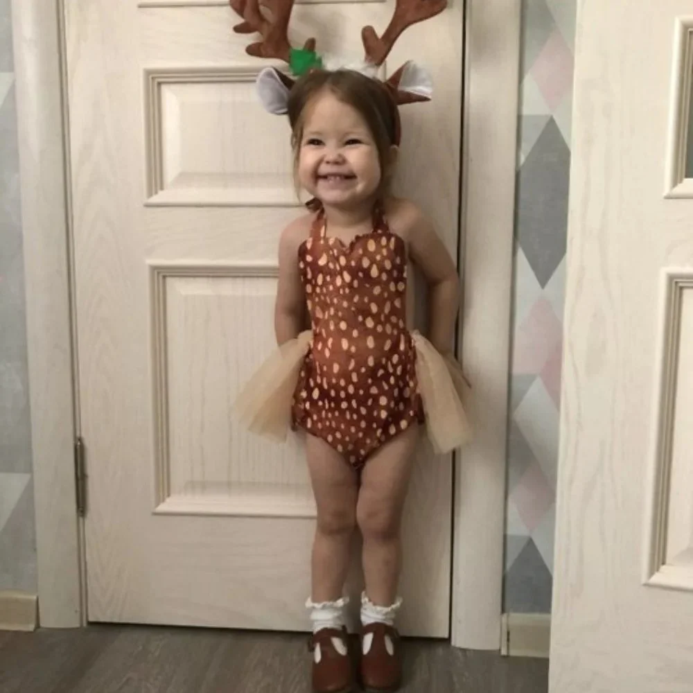 Bambi Headband Christmas Outfit Clothes Dress Romper Deer Smash Cake Birthday